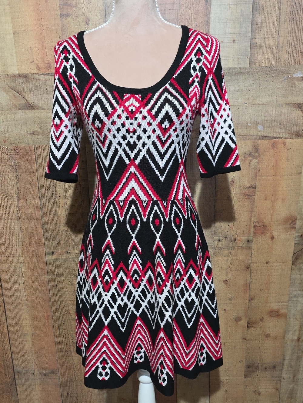 Sweater Dress Red, Black, White